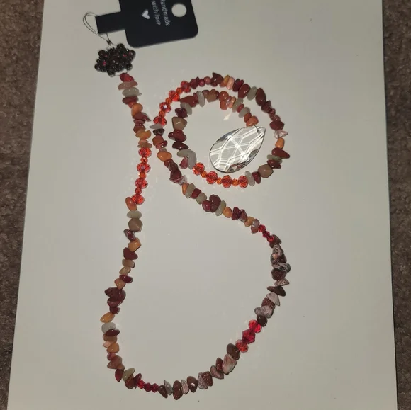 Orange Stoned Crystal Dangle - Picture 2 of 5